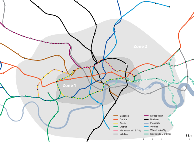 london underground map geographic. Central area of London